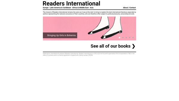 Screenshot of the Readers International website