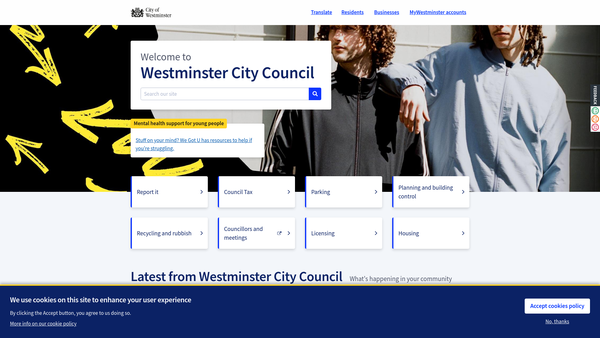 Screenshot of the Paddington Recreation Ground website