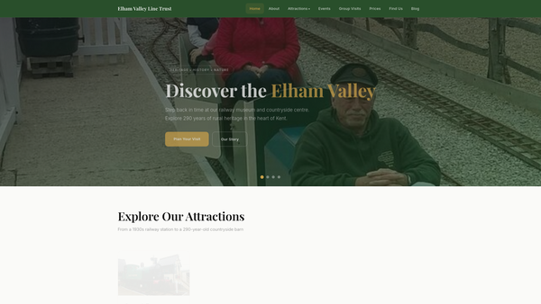 Screenshot of the The Elham Valley Line Trust website
