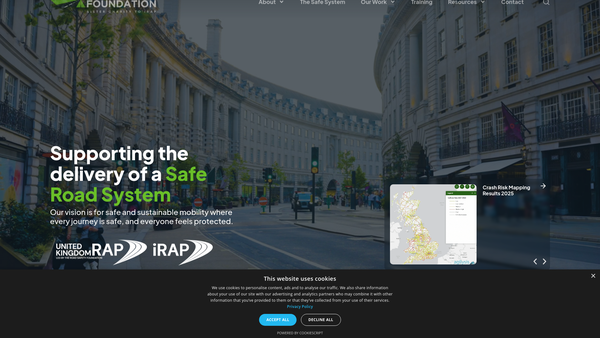 Screenshot of the Road Safety Foundation website