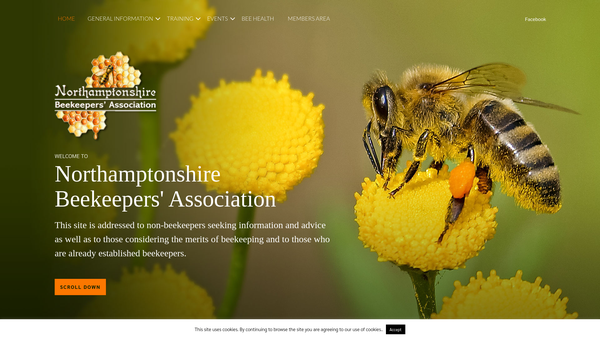 Screenshot of the Northamptonshire Beekeepers' Association website