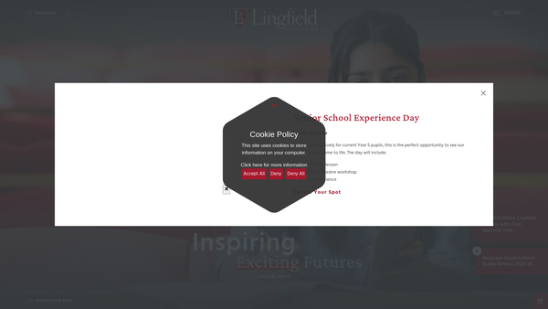 Screenshot of the Lingfield College website