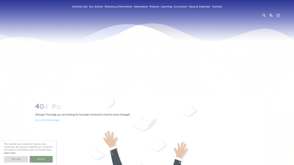 Screenshot of the St Catherine's School Parent-Teacher Association website