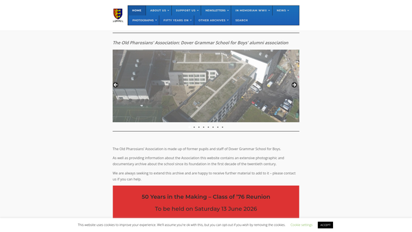 Screenshot of the Old Pharosians Association website