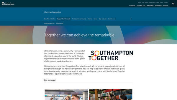 Screenshot of the The Southampton University Development Trust website