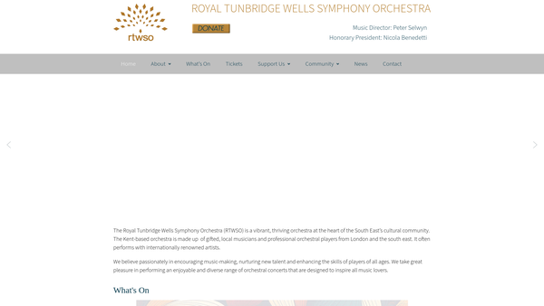 Screenshot of the The Royal Tunbridge Wells Symphony Orchestra website