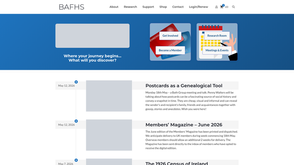 Screenshot of the Bristol And Avon Family History Society website