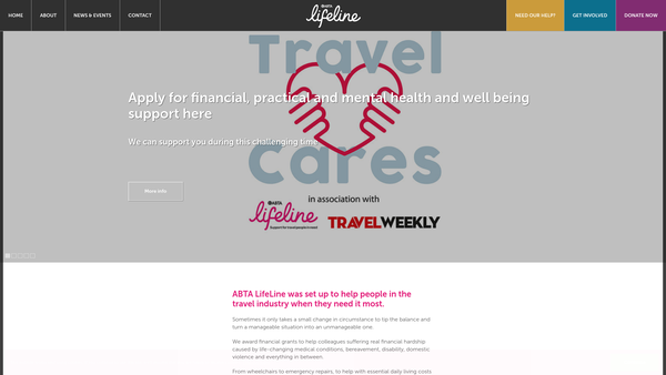 Screenshot of the The Abta Benevolent Fund website