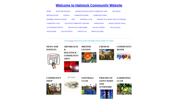 Screenshot of the Halstock Community Hall website