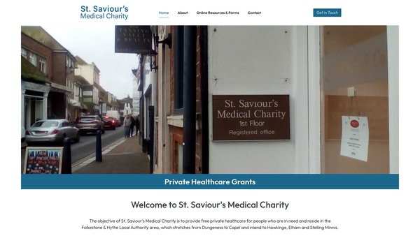 Screenshot of the St Saviours Medical Charity website