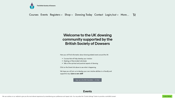 Screenshot of the The British Society Of Dowsers website