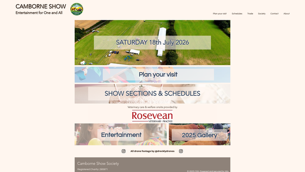 Screenshot of the The Camborne Show Society website