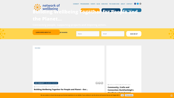 Screenshot of the Network Of Wellbeing website