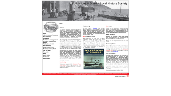 Screenshot of the Folkestone And District Local History Society website