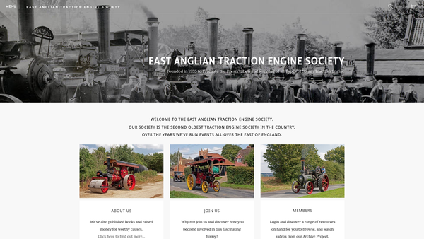 Screenshot of the East Anglian Traction Engine Society website