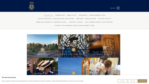 Screenshot of the The Harrow Development Trust website
