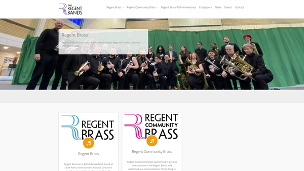 Screenshot of the Regent Brass website