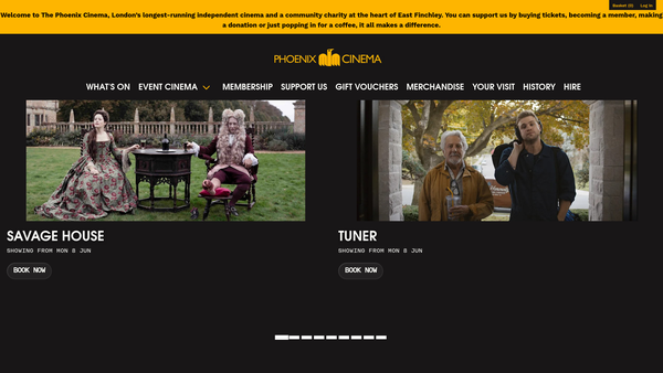 Screenshot of the Phoenix Cinema Trust Limited website