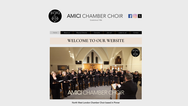 Screenshot of the Amici Chamber Choir website