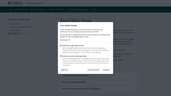 Screenshot of the Kurt Hahn Trust website