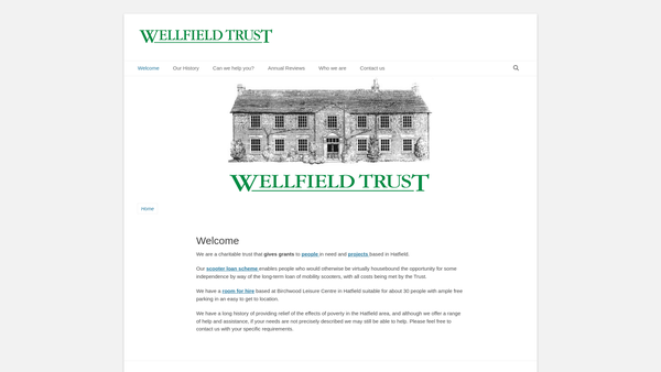 Screenshot of the Wellfield Trust website