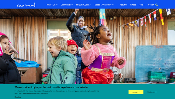 Screenshot of the Coin Street Centre Trust website