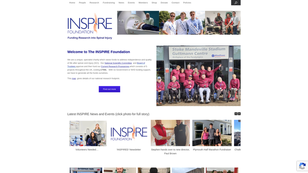 Screenshot of the The Inspire Foundation website