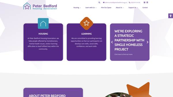 Screenshot of the The Peter Bedford Trust website