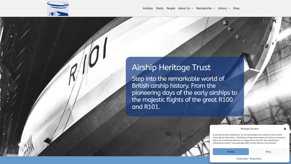 Screenshot of the Airship Heritage Trust website
