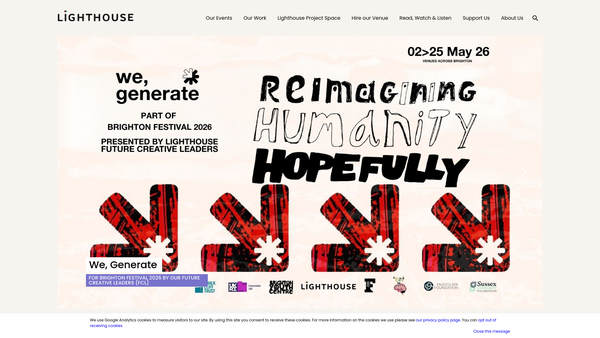 Screenshot of the Lighthouse Arts And Training Ltd website