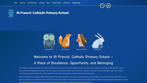 Screenshot of the St Francis School Parent Teacher Association website