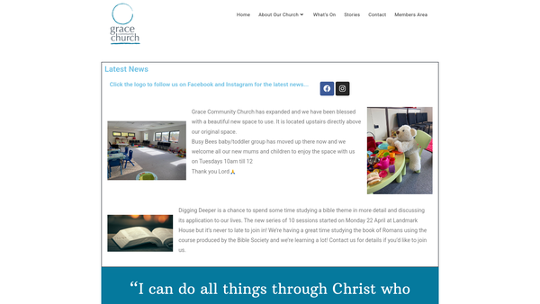 Screenshot of the Grace Community Church Glastonbury website