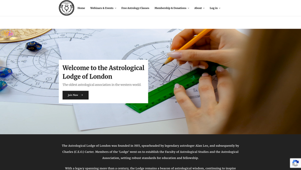 Screenshot of the The Astrological Lodge Of London website