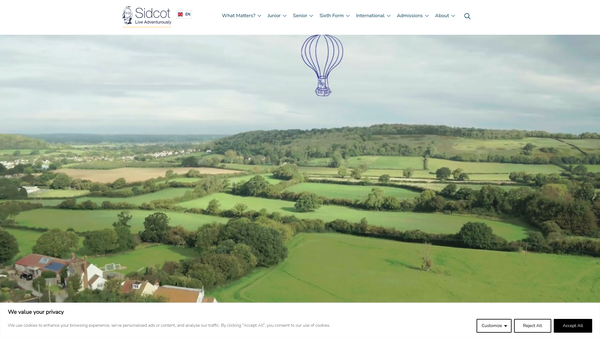 Screenshot of the Sidcot School website