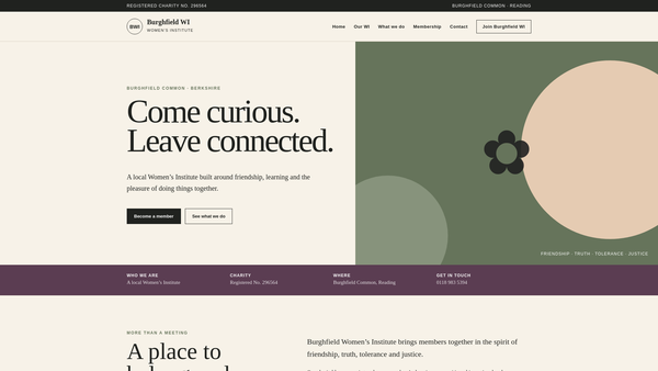 Screenshot of the Burghfield Women's Institute website