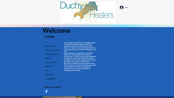 Screenshot of the Duchy Healers Association (Cornwall) website