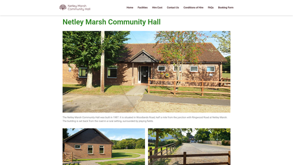 Screenshot of the Netley Marsh Community Hall website