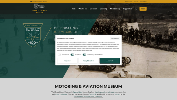 Screenshot of the Brooklands Museum Trust Limited website