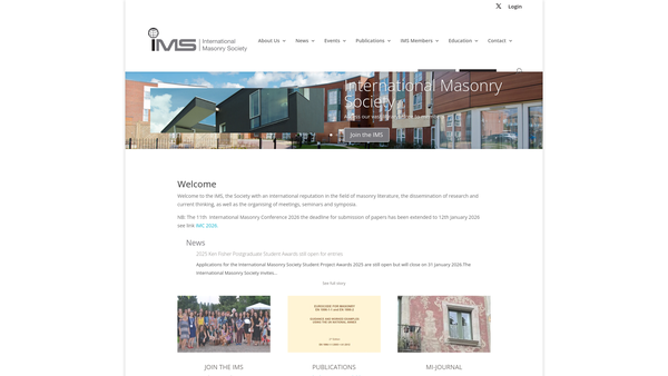 Screenshot of the International Masonry Society website