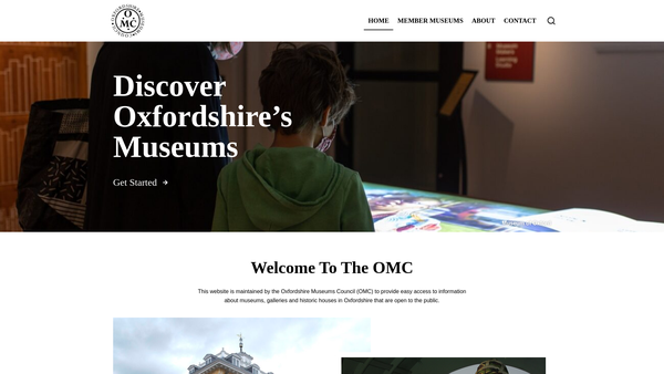 Screenshot of the Oxfordshire Museums Council website