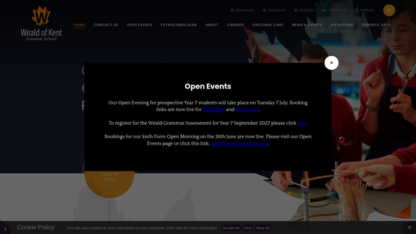 Screenshot of the Weald Of Kent Grammar School For Girls Parent Teacher Association website