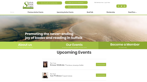 Screenshot of the Suffolk Book League website