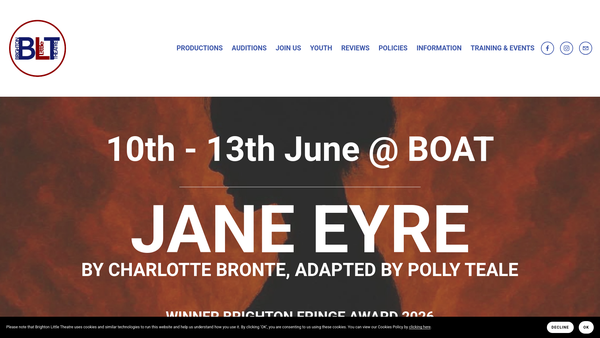 Screenshot of the Brighton Little Theatre Company website
