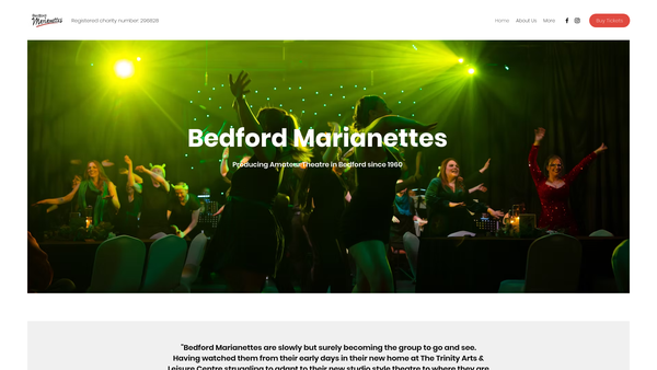Screenshot of the Bedford Marianettes website
