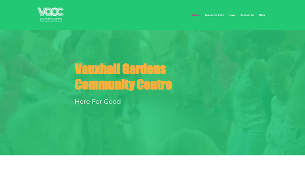 Screenshot of the Vauxhall Gardens Community Centre website