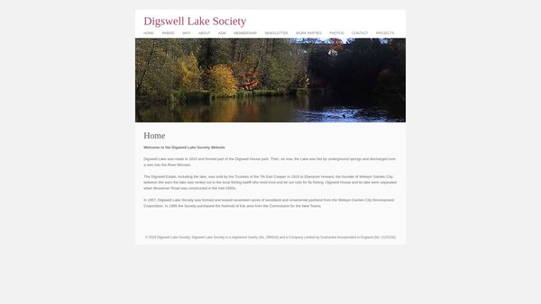 Screenshot of the Digswell Lake Society website