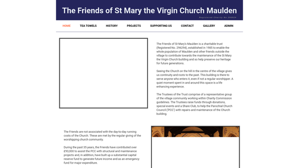 Screenshot of the Friends Of St Mary The Virgin Church Maulden Bedfordshire website