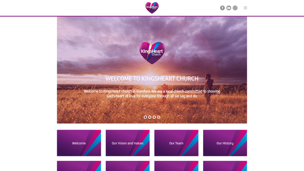 Screenshot of the Kingsheart Church, Romford website