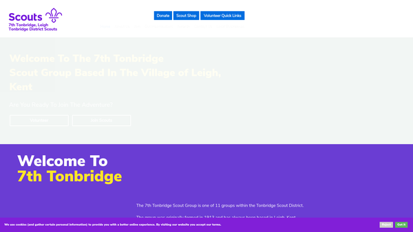 Screenshot of the The 7th Tonbridge (Eden Valley) Scout Group website