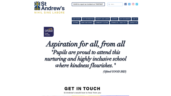 Screenshot of the Friends Of St Andrew's (Fosta) website